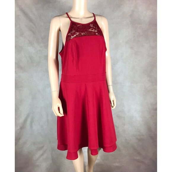 EMERALD SUNDAE Red Lace Top Fit and Flare Dress NEW Size 1X - Picture 8 of 11